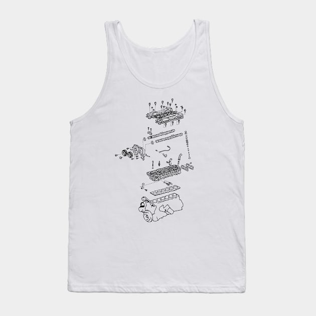 2JZ Engine Drawing Tank Top by Widmore